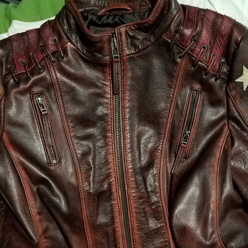Black Rivet  leather  jacket - Picture 8 of 8